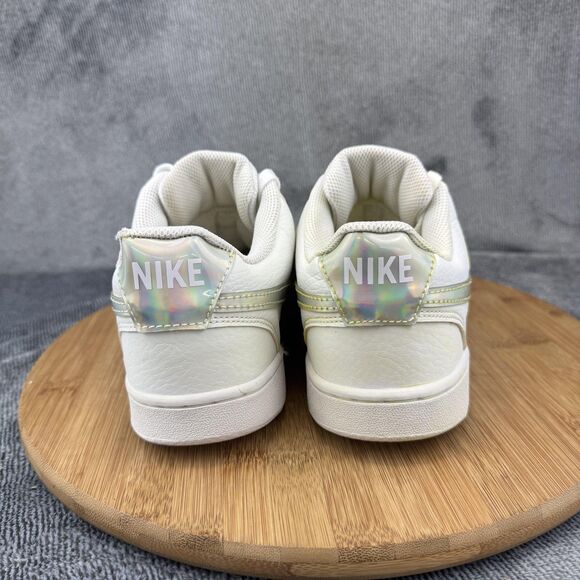 Nike Shoes Womens Size 8.5 White Court Vision Low Iridescent Swoosh CW5596-100 - Picture 4 of 10